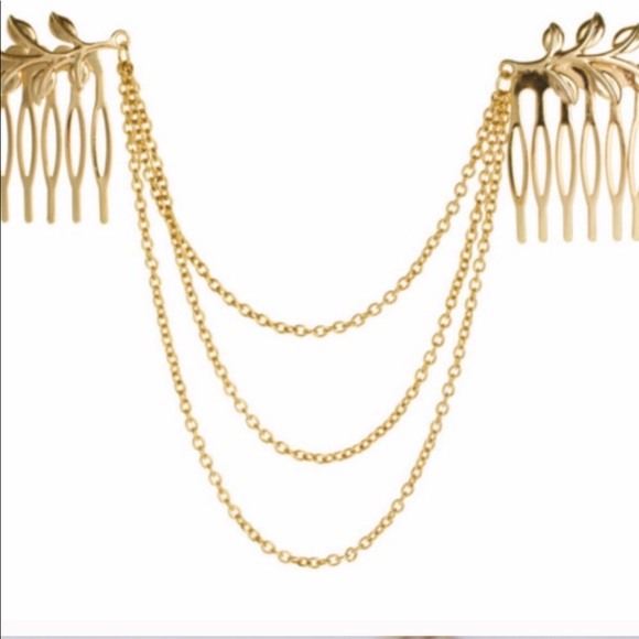 Leaves 🍁 Chains Hair Combs Gold - Picture 4 of 6